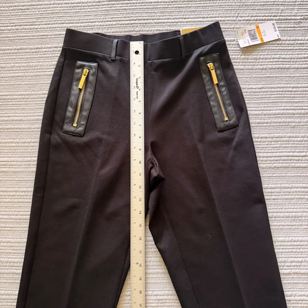 NWT Michael Kors Women's Black Straight Ankle  Pants Gold Zip Accents Size S - Picture 3 of 13